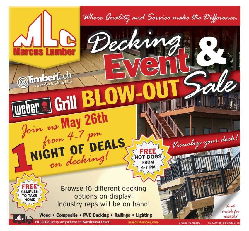 Marcus Lumber Decking Event & Weber Grill Blow-Out Sale