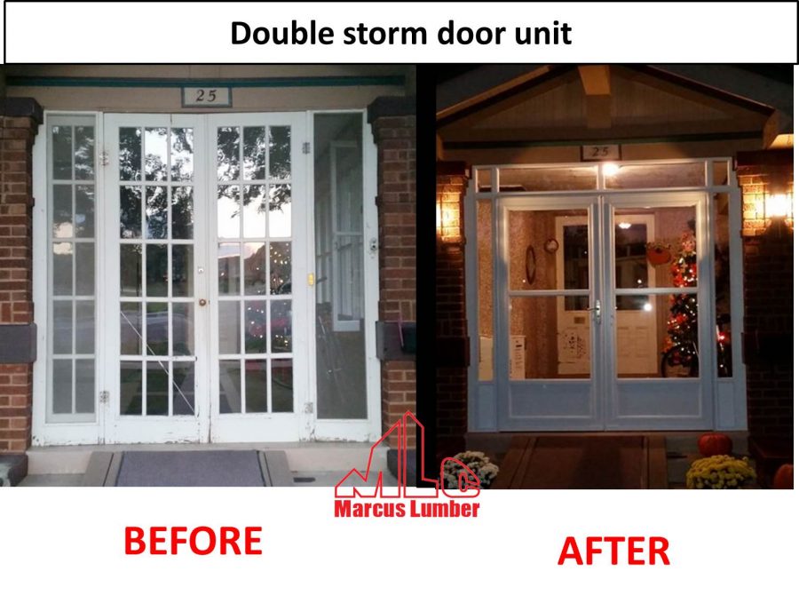 This double door unit used the french door conversion kit made by Larson Manufacturing. 